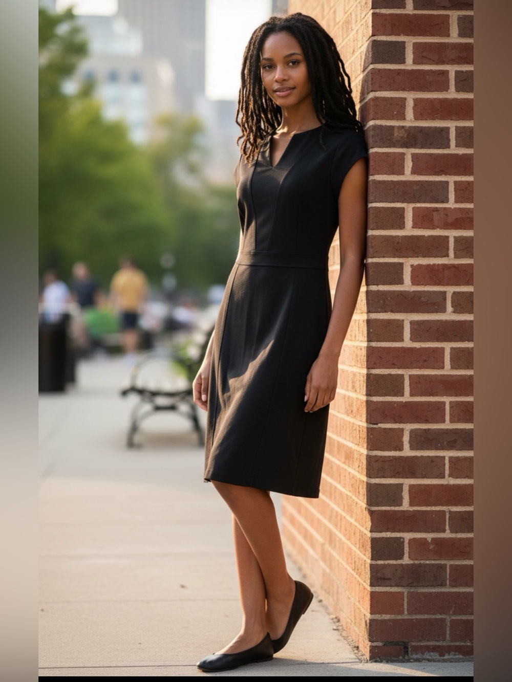 NWT Larry Levine Women's 10 Midi Black Dress LBD Pullover Stretch Date Night